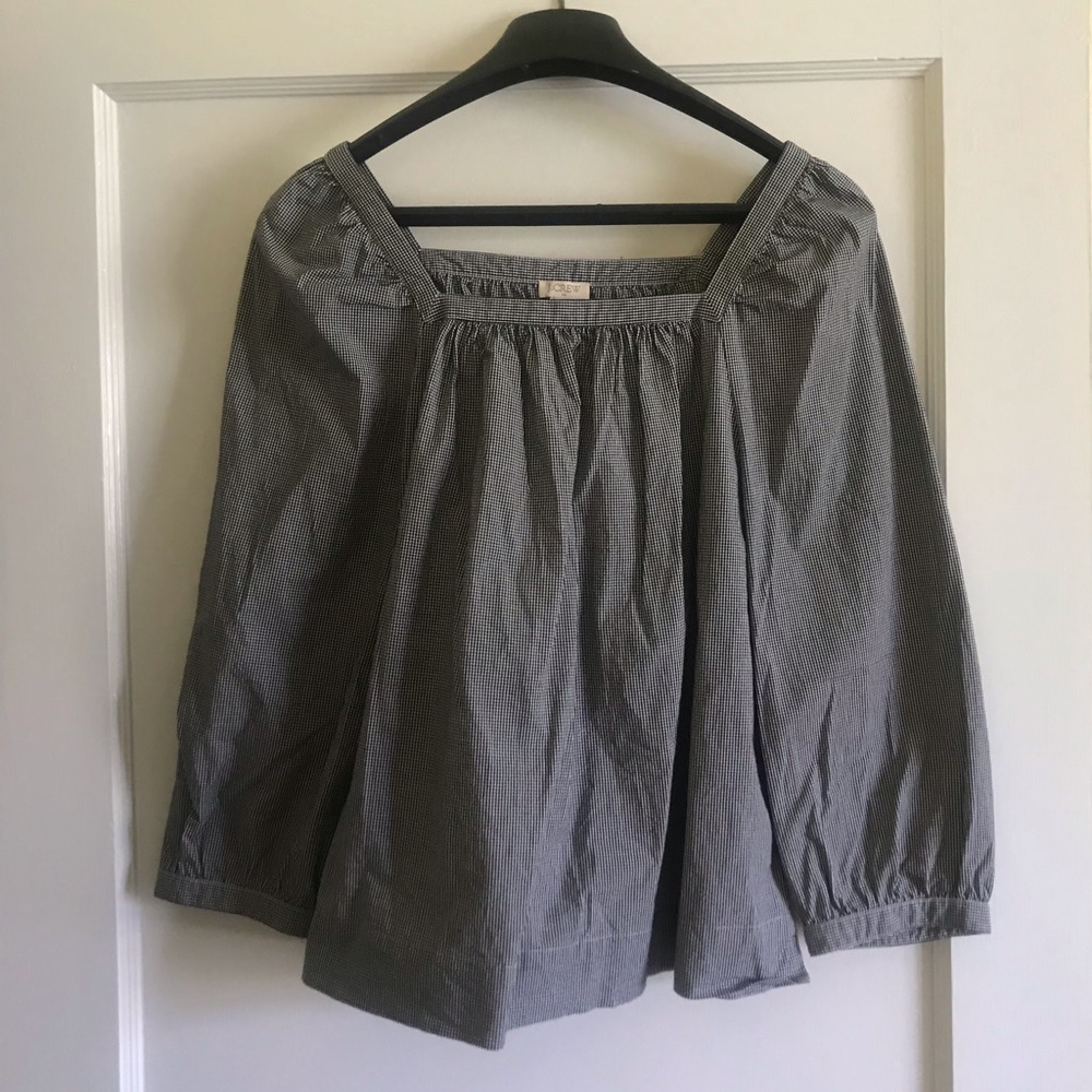 J Crew Square Neck Gingham Top